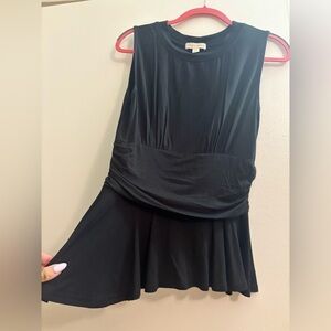 Honey Punch Black Sleeveless Peplum Blouse